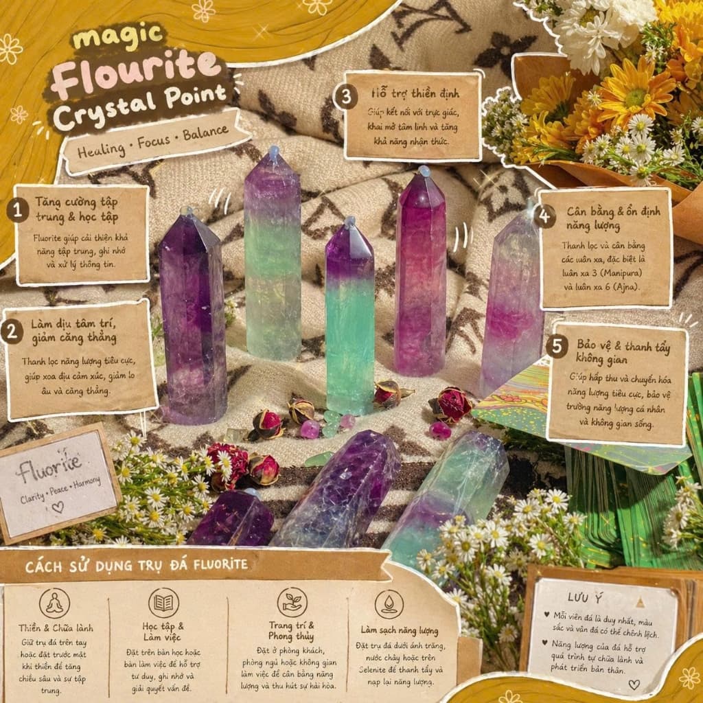 Trụ Đá Fluorite Đa Sắc