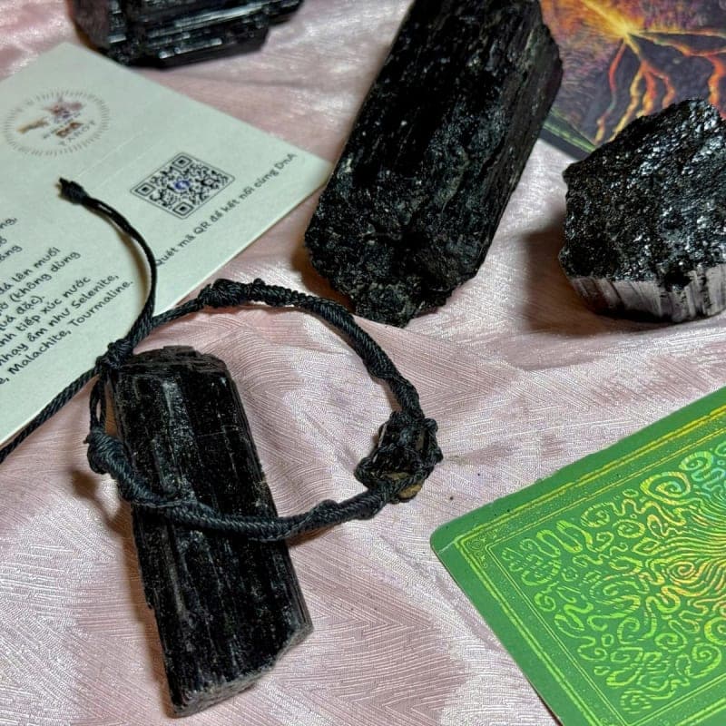 Vòng Tay Black Tourmaline Thô Tự Nhiên