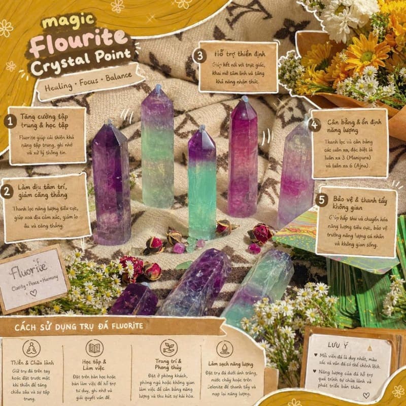 Trụ Đá Fluorite Tự Nhiên Đa Sắc